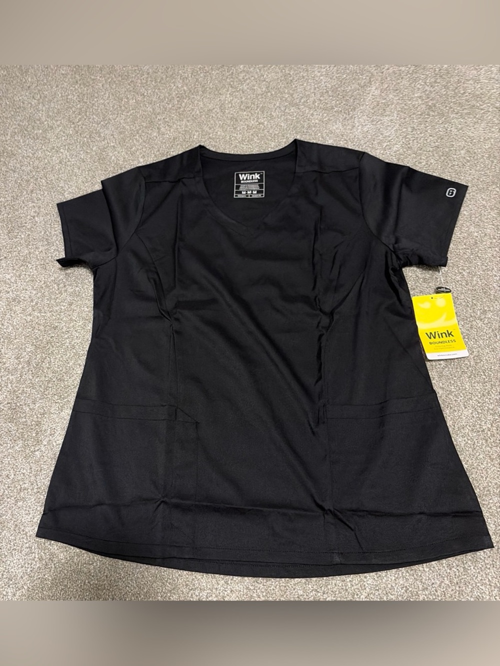 Wink Black V-Neck Short Sleeve Scrub Top